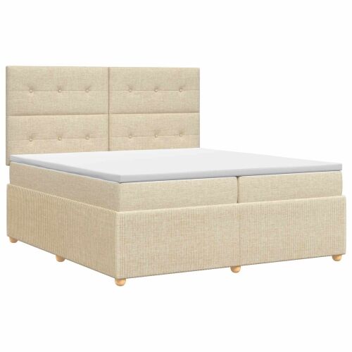 Boxspring krevet s madracem Krem 200 x 200 cm Tkanina - Krem 200 x 200 cm Prošiveno gumbima Cijena