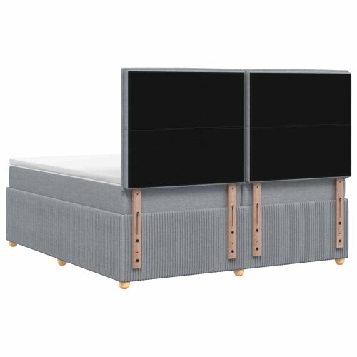 Boxspring krevet s madracem Svjetlosiva 200 x 200 cm Tkanina - Svjetlosiva 200 x 200 cm Dizajn s rombovima Cijena