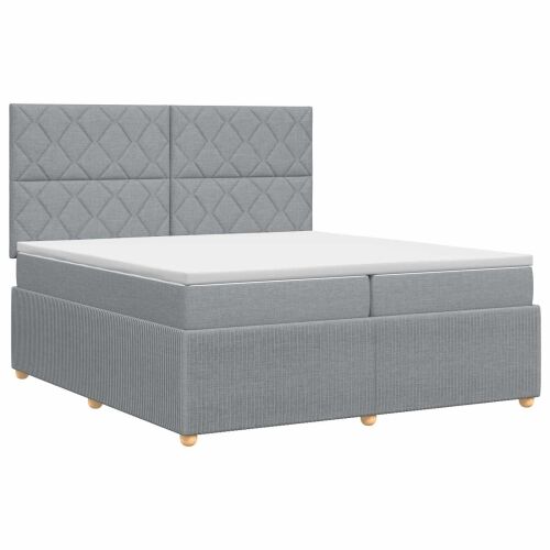 Boxspring krevet s madracem Svjetlosiva 200 x 200 cm Tkanina - Svjetlosiva 200 x 200 cm Dizajn s rombovima Cijena