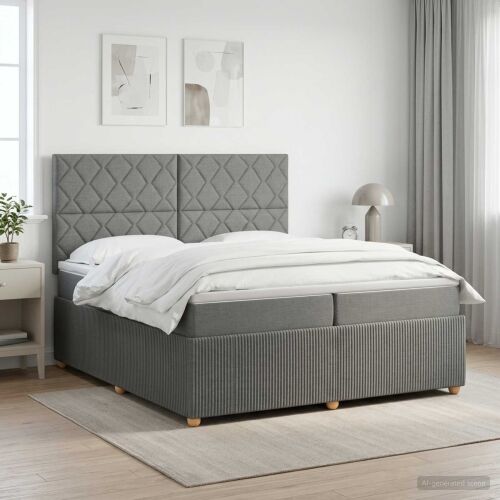 Boxspring krevet s madracem Tamnosiva 200 x 200 cm Tkanina - Tamnosiva 200 x 200 cm Dizajn s rombovima Cijena