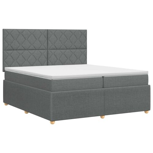 Boxspring krevet s madracem Tamnosiva 200 x 200 cm Tkanina - Tamnosiva 200 x 200 cm Dizajn s rombovima Cijena