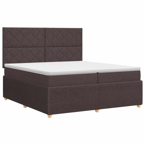 Boxspring krevet s madracem Tamno smeđa 200 x 200 cm Tkanina - Tamno smeđa 200 x 200 cm Dizajn s rombovima Cijena