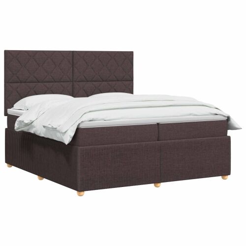 Boxspring krevet s madracem Tamno smeđa 200 x 200 cm Tkanina - Tamno smeđa 200 x 200 cm Dizajn s rombovima Cijena