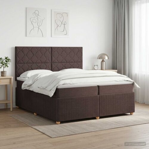 Boxspring krevet s madracem Tamno smeđa 200 x 200 cm Tkanina - Tamno smeđa 200 x 200 cm Dizajn s rombovima Cijena