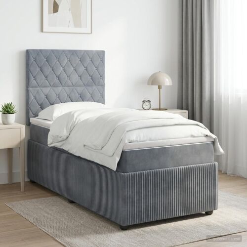 Boxspring krevet s madracem Tamnosiva 80 x 200 cm Baršun - Tamnosiva 80 x 200 cm Kristal s dugmadima Cijena