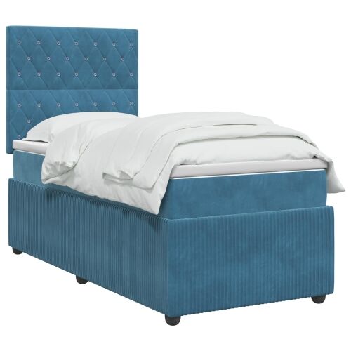Boxspring krevet s madracem Plava 80 x 200 cm Baršun - Plava 80 x 200 cm Kristal s dugmadima Cijena