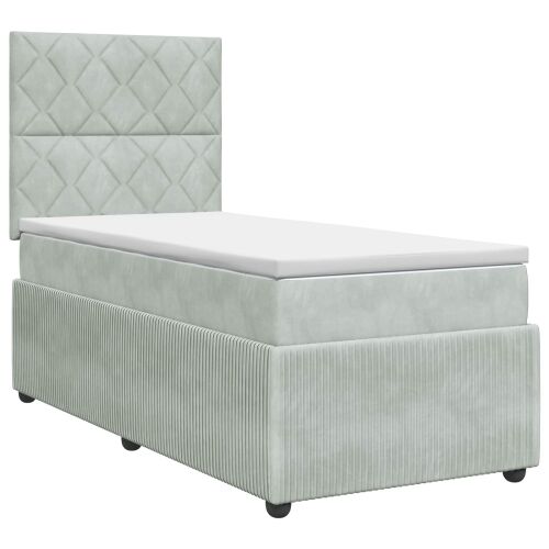 Boxspring krevet s madracem Svjetlosiva 80 x 200 cm Baršun - Svjetlosiva 80 x 200 cm Dizajn s rombovima Cijena