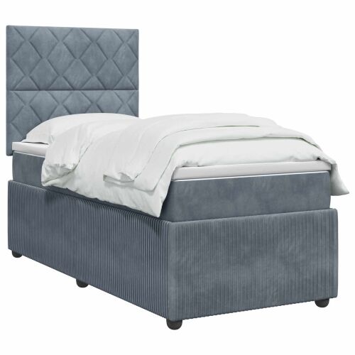 Boxspring krevet s madracem Tamnosiva 80 x 200 cm Baršun - Tamnosiva 80 x 200 cm Dizajn s rombovima Cijena
