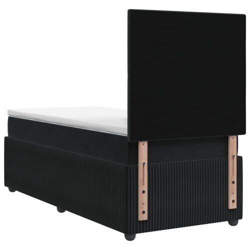 Boxspring krevet s madracem Crna 80 x 200 cm Baršun - Crna 80 x 200 cm Dizajn s rombovima Cijena