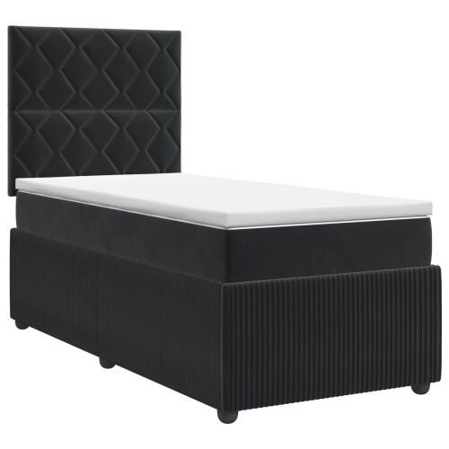 Boxspring krevet s madracem Crna 80 x 200 cm Baršun - Crna 80 x 200 cm Dizajn s rombovima Cijena
