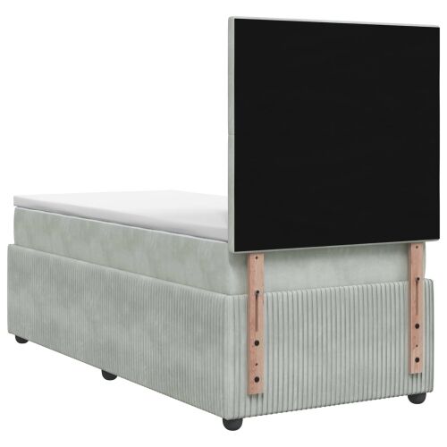 Boxspring krevet s madracem Svjetlosiva 90 x 200 cm Baršun - Svjetlosiva 90 x 200 cm Kristal s dugmadima Cijena