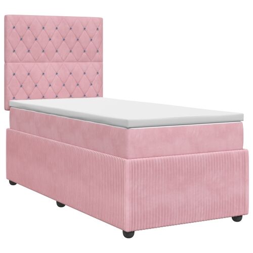Boxspring krevet s madracem Ružičasta 90 x 200 cm Baršun - Ružičasta 90 x 200 cm Kristal s dugmadima Cijena