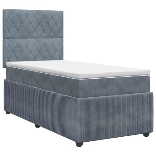 Boxspring krevet s madracem Tamnosiva 100 x 200 cm Baršun - Tamnosiva 100 x 200 cm Kristal s dugmadima Cijena