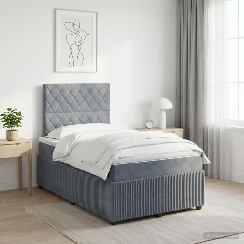 Boxspring krevet s madracem Tamnosiva 120 x 190 cm Baršun - Tamnosiva 120 x 190 cm Kristal s dugmadima Cijena