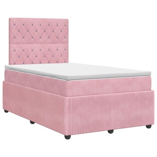 Boxspring krevet s madracem Ružičasta 120 x 190 cm Baršun - Ružičasta 120 x 190 cm Kristal s dugmadima Cijena