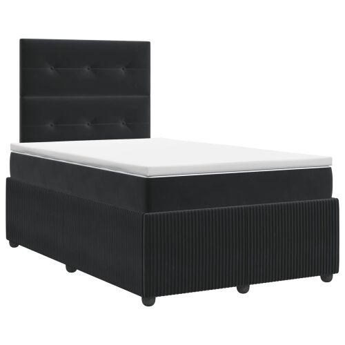Boxspring krevet s madracem Crna 120 x 190 cm Baršun - Crna 120 x 190 cm Prošiveno gumbima Cijena