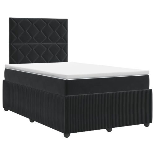 Boxspring krevet s madracem Crna 120 x 190 cm Baršun - Crna 120 x 190 cm Dizajn s rombovima Cijena