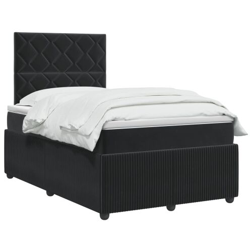 Boxspring krevet s madracem Crna 120 x 190 cm Baršun - Crna 120 x 190 cm Dizajn s rombovima Cijena