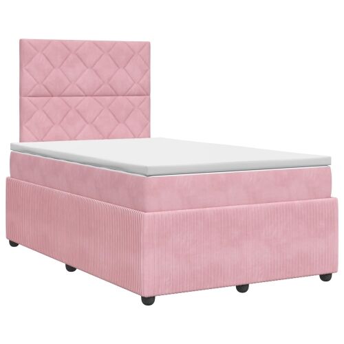 Boxspring krevet s madracem Ružičasta 120 x 190 cm Baršun - Ružičasta 120 x 190 cm Dizajn s rombovima Cijena