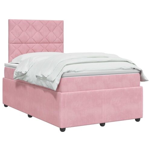 Boxspring krevet s madracem Ružičasta 120 x 190 cm Baršun - Ružičasta 120 x 190 cm Dizajn s rombovima Cijena