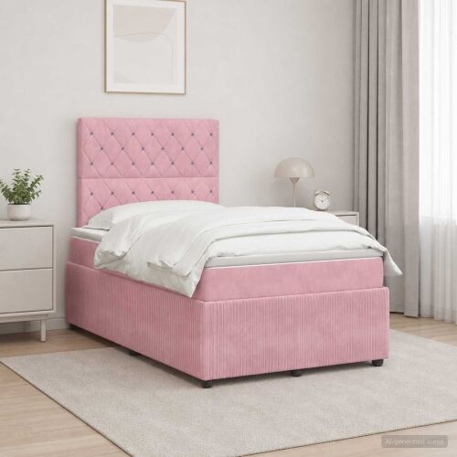 Boxspring krevet s madracem Ružičasta 120 x 200 cm Baršun - Ružičasta 120 x 200 cm Kristal s dugmadima Cijena
