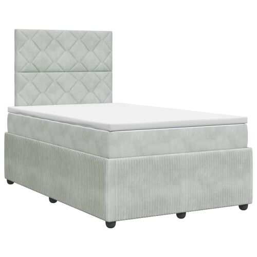 Boxspring krevet s madracem Svjetlosiva 120 x 200 cm Baršun - Svjetlosiva 120 x 200 cm Dizajn s rombovima Cijena
