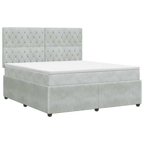Boxspring krevet s madracem Svjetlosiva 140 x 190 cm Baršun - Svjetlosiva 140 x 190 cm Kristal s dugmadima Cijena