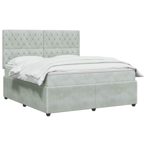 Boxspring krevet s madracem Svjetlosiva 140 x 190 cm Baršun - Svjetlosiva 140 x 190 cm Kristal s dugmadima Cijena