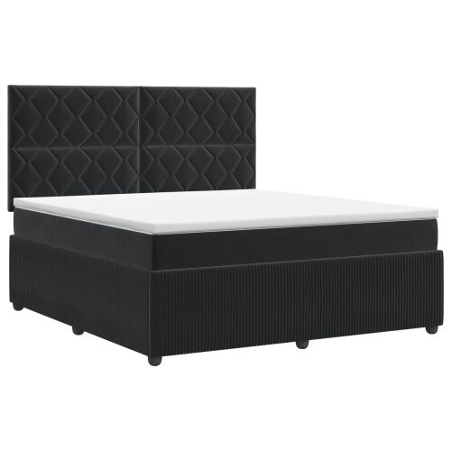 Boxspring krevet s madracem Crna 140 x 200 cm Baršun - Crna 140 x 200 cm Dizajn s rombovima Cijena