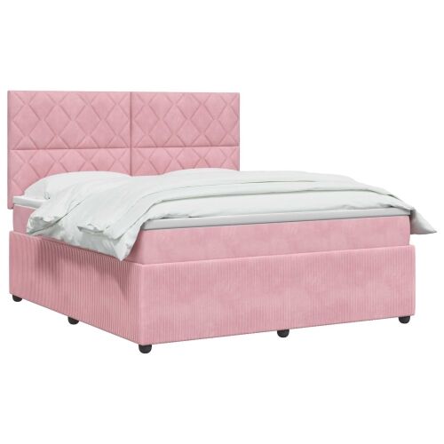 Boxspring krevet s madracem Ružičasta 140 x 200 cm Baršun - Ružičasta 140 x 200 cm Dizajn s rombovima Cijena