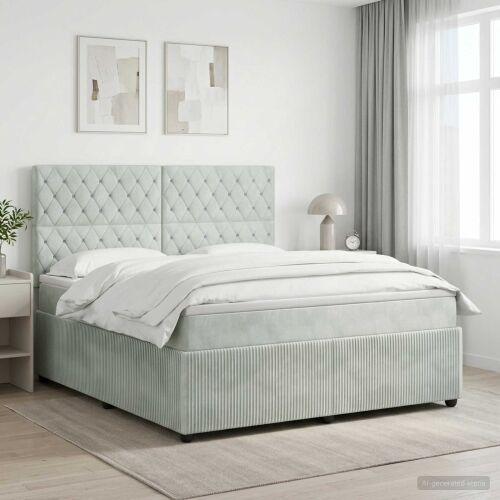 Boxspring krevet s madracem Svjetlosiva 160 x 200 cm Baršun - Svjetlosiva 160 x 200 cm Kristal s dugmadima Cijena