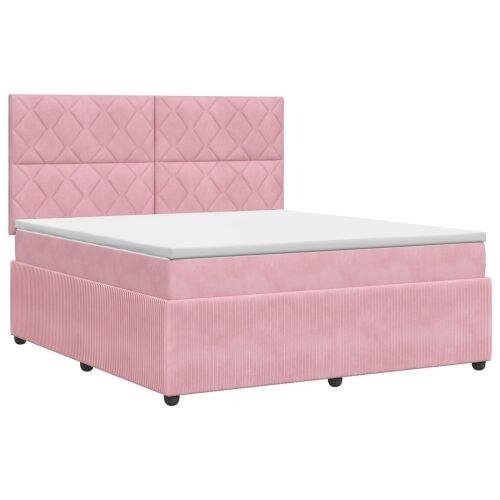 Boxspring krevet s madracem Ružičasta 160 x 200 cm Baršun - Ružičasta 160 x 200 cm Dizajn s rombovima Cijena