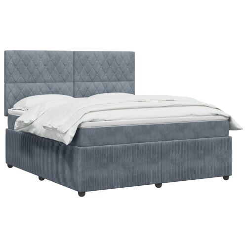Boxspring krevet s madracem Tamnosiva 180 x 200 cm Baršun - Tamnosiva 180 x 200 cm Kristal s dugmadima Cijena