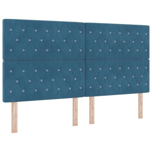 Boxspring krevet s madracem Plava 180 x 200 cm Baršun - Plava 180 x 200 cm Kristal s dugmadima Cijena