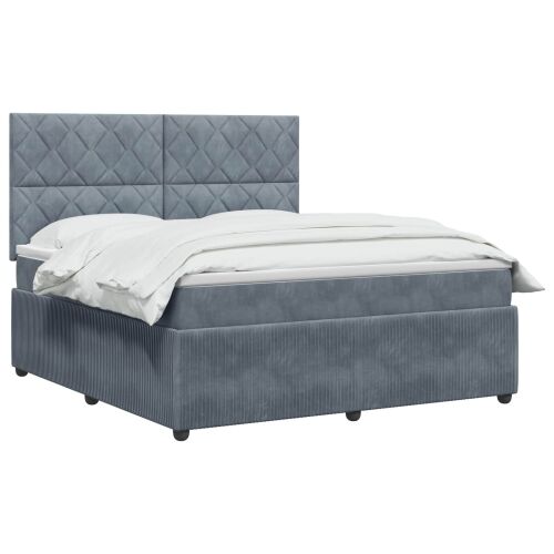 Boxspring krevet s madracem Tamnosiva 180 x 200 cm Baršun - Tamnosiva 180 x 200 cm Dizajn s rombovima Cijena