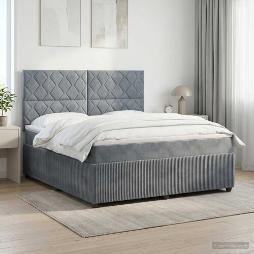 Boxspring krevet s madracem Tamnosiva 180 x 200 cm Baršun - Tamnosiva 180 x 200 cm Dizajn s rombovima Cijena
