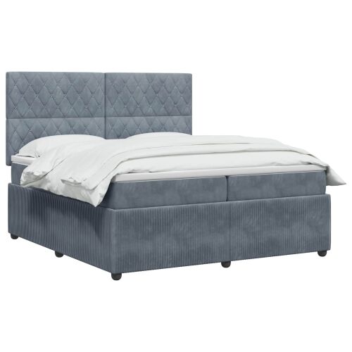 Boxspring krevet s madracem Tamnosiva 200 x 200 cm Baršun - Tamnosiva 200 x 200 cm Kristal s dugmadima Cijena