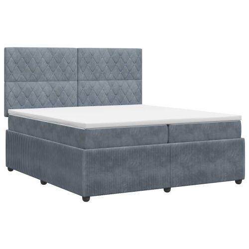 Boxspring krevet s madracem Tamnosiva 200 x 200 cm Baršun - Tamnosiva 200 x 200 cm Kristal s dugmadima Cijena