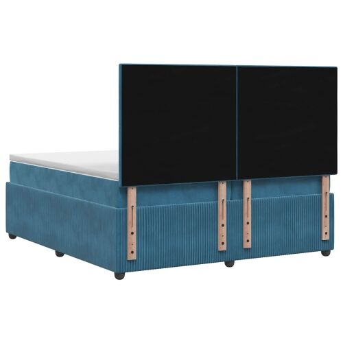 Boxspring krevet s madracem Plava 200 x 200 cm Baršun - Plava 200 x 200 cm Kristal s dugmadima Cijena