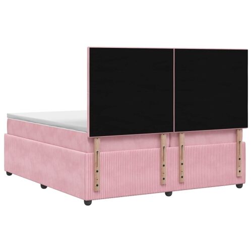 Boxspring krevet s madracem Ružičasta 200 x 200 cm Baršun - Ružičasta 200 x 200 cm Kristal s dugmadima Cijena
