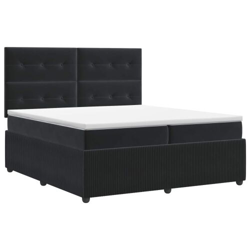 Boxspring krevet s madracem Crna 200 x 200 cm Baršun - Crna 200 x 200 cm Prošiveno gumbima Cijena