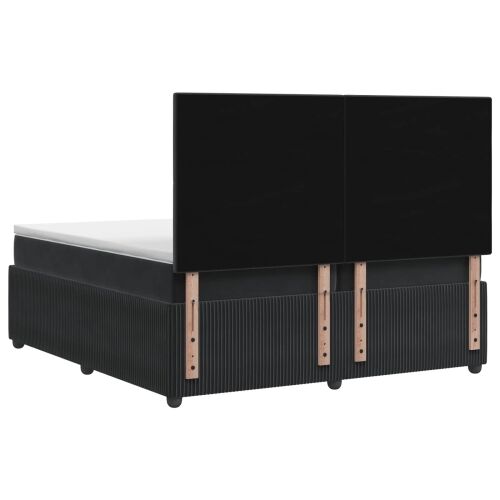 Boxspring krevet s madracem Crna 200 x 200 cm Baršun - Crna 200 x 200 cm Dizajn s rombovima Cijena