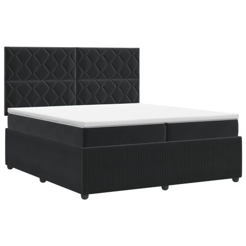 Boxspring krevet s madracem Crna 200 x 200 cm Baršun - Crna 200 x 200 cm Dizajn s rombovima Cijena