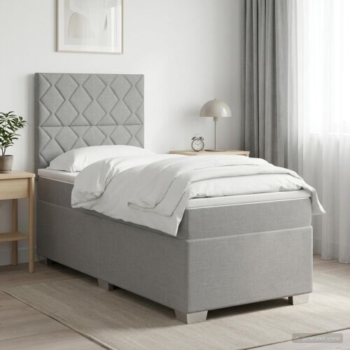 Boxspring krevet s madracem Svjetlosiva 80 x 200 cm Tkanina - Svjetlosiva 80 x 200 cm Dizajn s rombovima Cijena