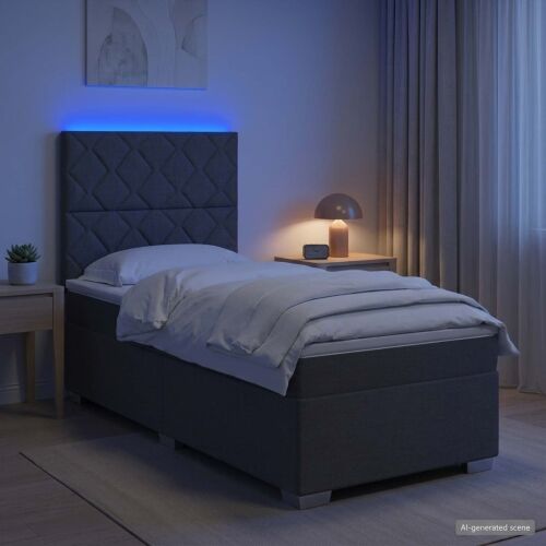 Boxspring krevet s madracem Tamnosiva 80 x 200 cm Tkanina - Tamnosiva 80 x 200 cm Dizajn s rombovima Cijena
