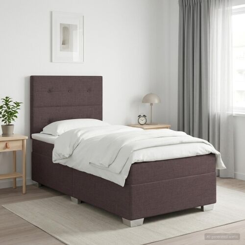 Boxspring krevet s madracem Tamno smeđa 90 x 190 cm Tkanina - Tamno smeđa 90 x 190 cm Prošiveno gumbima Cijena