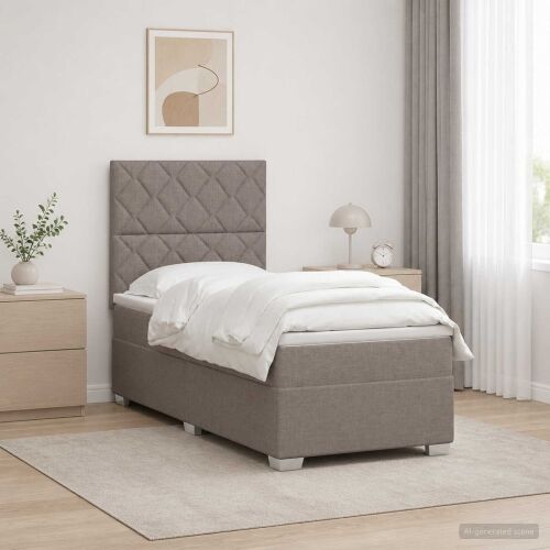 Boxspring krevet s madracem Sivosmeđa 90 x 190 cm Tkanina - Sivosmeđa 90 x 190 cm Dizajn s rombovima Cijena