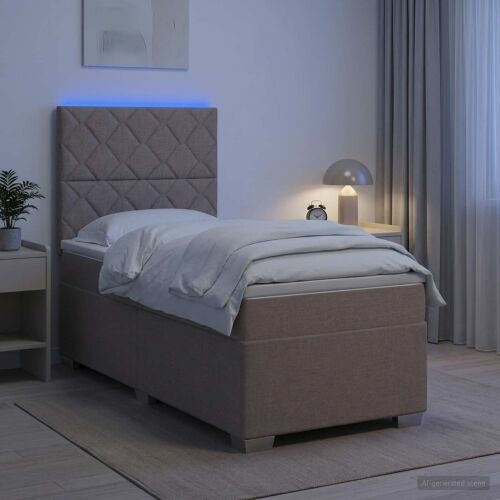 Boxspring krevet s madracem Sivosmeđa 90 x 190 cm Tkanina - Sivosmeđa 90 x 190 cm Dizajn s rombovima Cijena
