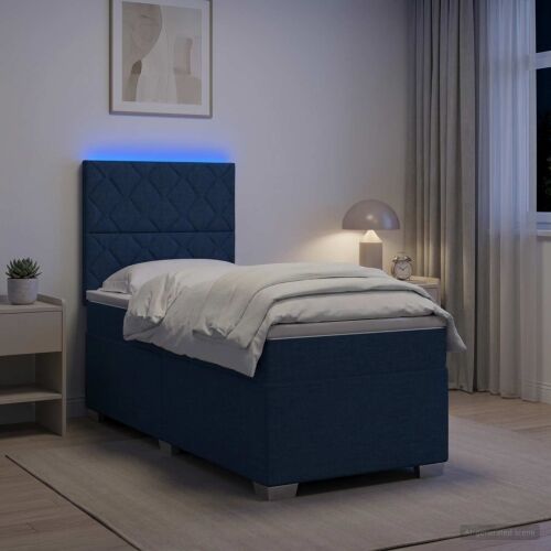 Boxspring krevet s madracem Plava 90 x 190 cm Tkanina - Plava 90 x 190 cm Dizajn s rombovima Cijena