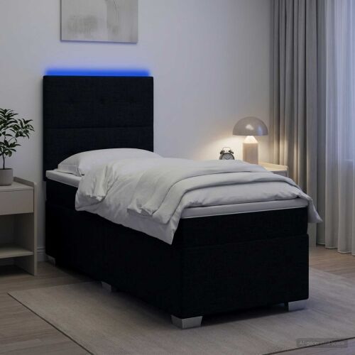 Boxspring krevet s madracem Crna 90 x 200 cm Tkanina - Crna 90 x 200 cm Prošiveno gumbima Cijena